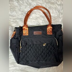 Black and Tan Quilted Tote Bag